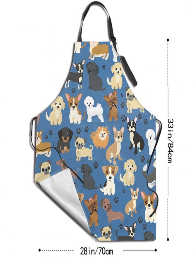 Sweetshow Cute Dogs Pets Apron with 2 Pockets and Adjustable Neck Waterproof Stain Resistant Dog Paw Dog Grooming Apron for Women Men Kitchen Cooking Baking Bistro Aprons - Image 5